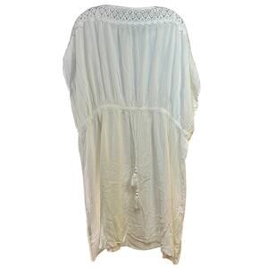 Soyacraft White Shift Dress Womens Plus XXL Tassel Belt Lace Crepe Viscose Knee